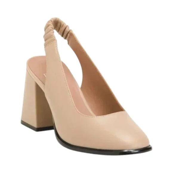 LINEA PAOLO Nude Nappa Leather Giana Slingback Heels